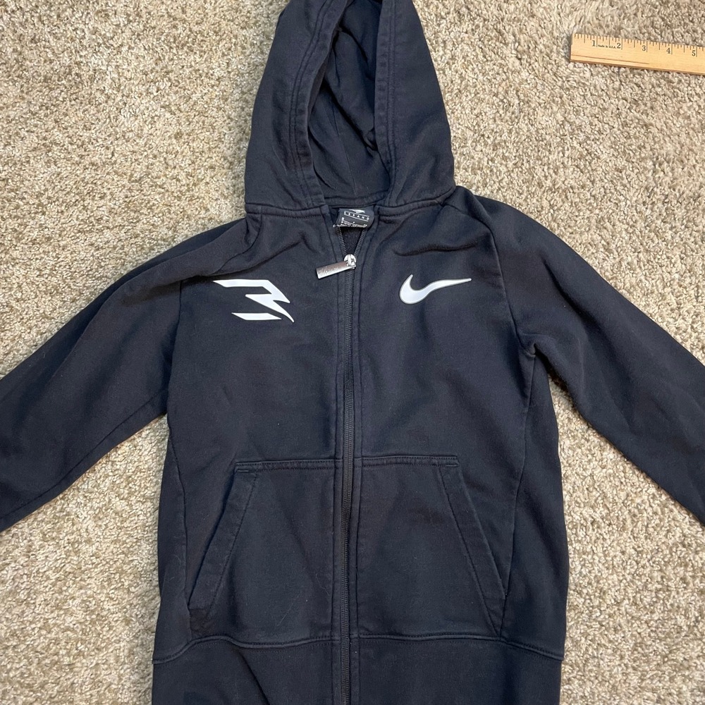 Nike 3 Brand by Russell Wilson Kids Black Full Zip Hoodie Athleisure Size S 8-10